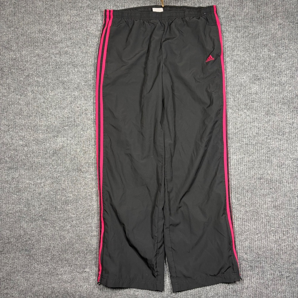 Vintage Adidas Sweatpants Men's L Pink 3-Stripe Track Windbreaker Mesh Lined